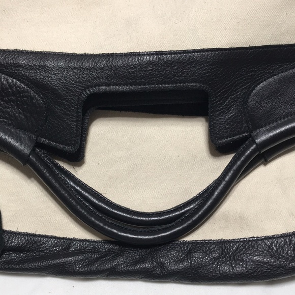 Anna Corina folded leather with canvas handbag with double straps. Like new! - Picture 3 of 7